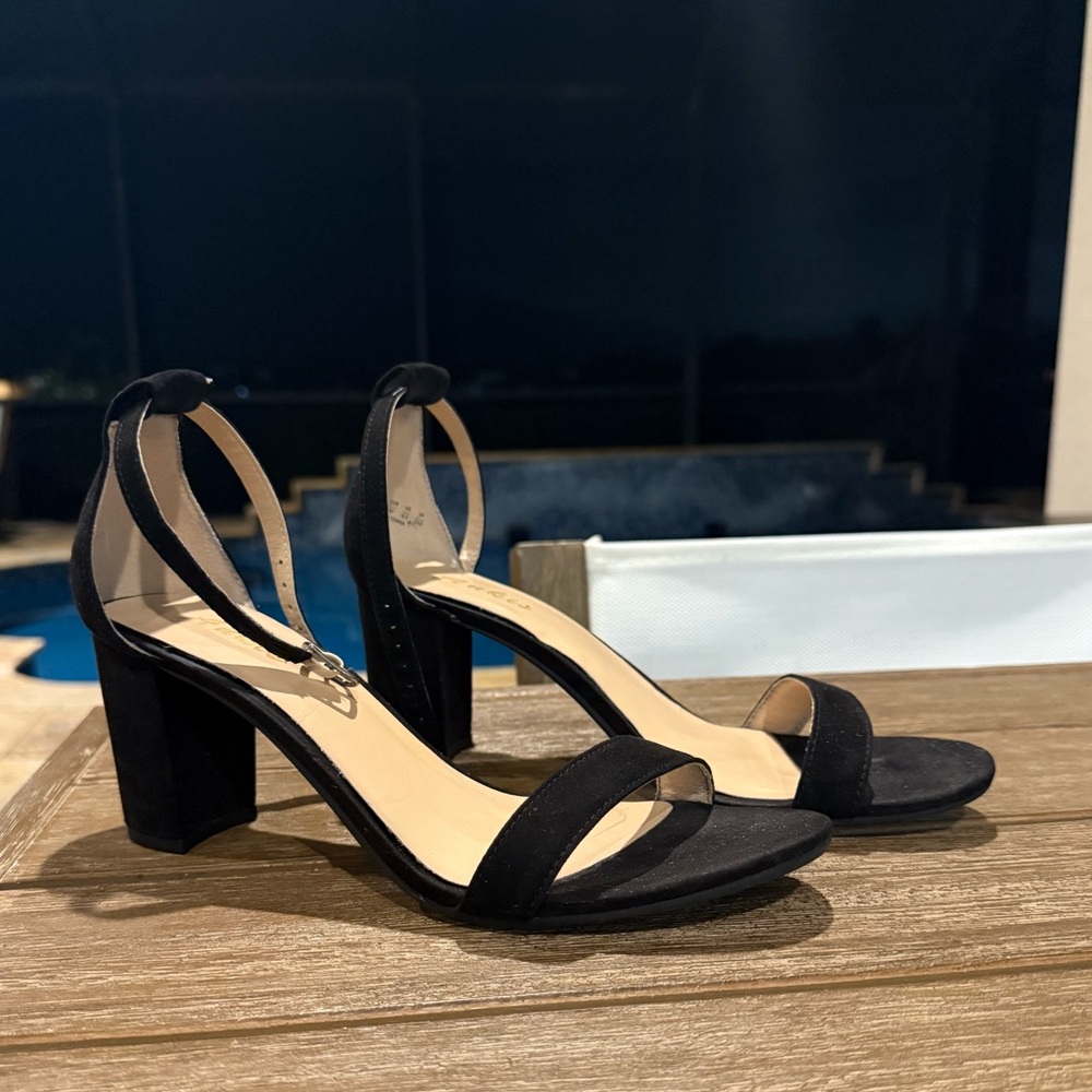Black Strappy Block Heel Sandals